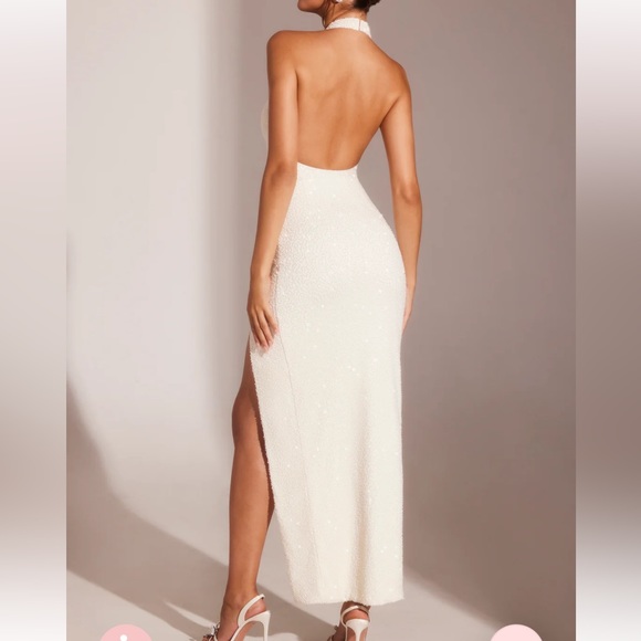 NWT Oh Polly Sicily embellished halter dress in ivory. US 2+ (bigger bust). - Picture 10 of 11